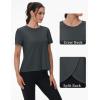 imageTACVASEN Workout Tops for Women Short Sleeve Cropped Split Back Athletic Shirts Breathable Exercise Running Gym ShirtsDark Grey