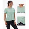 imageTACVASEN Workout Tops for Women Short Sleeve Cropped Split Back Athletic Shirts Breathable Exercise Running Gym ShirtsGrey Green