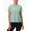 imageTACVASEN Workout Tops for Women Short Sleeve Cropped Split Back Athletic Shirts Breathable Exercise Running Gym ShirtsGrey Green