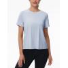 imageTACVASEN Workout Tops for Women Short Sleeve Cropped Split Back Athletic Shirts Breathable Exercise Running Gym ShirtsLight Sky Blue