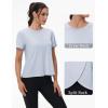 imageTACVASEN Workout Tops for Women Short Sleeve Cropped Split Back Athletic Shirts Breathable Exercise Running Gym ShirtsLight Sky Blue