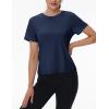 imageTACVASEN Workout Tops for Women Short Sleeve Cropped Split Back Athletic Shirts Breathable Exercise Running Gym ShirtsNavy