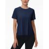 imageTACVASEN Workout Tops for Women Short Sleeve Cropped Split Back Athletic Shirts Breathable Exercise Running Gym ShirtsNavy
