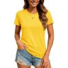 imageTACVASEN Cotton TShirts for Women Crew Neck Short Sleeves Tops Soft Lightweight Casual Summer Basic TeeYellow