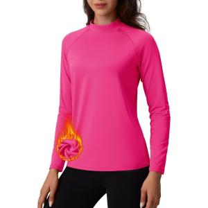 imageTACVASEN Womens Thermal Long Sleeve Mock Turtleneck Shirt Fleece Lined Base Layer Tops for Cold Weather WorkoutRosered
