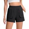 imageTACVASEN Womens 35quot High Waisted Athletic Shorts Lightweight Running Workout Shorts with Pockets Gym Water ResistantBlack