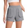 imageTACVASEN Womens 35quot High Waisted Athletic Shorts Lightweight Running Workout Shorts with Pockets Gym Water ResistantLgray