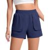 imageTACVASEN Womens 35quot High Waisted Athletic Shorts Lightweight Running Workout Shorts with Pockets Gym Water ResistantNavy