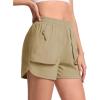 imageTACVASEN Womens 35quot High Waisted Athletic Shorts Lightweight Running Workout Shorts with Pockets Gym Water ResistantKhaki