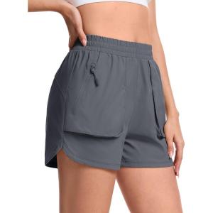 imageTACVASEN Womens 35quot High Waisted Athletic Shorts Lightweight Running Workout Shorts with Pockets Gym Water ResistantDarkgrey