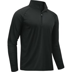 imageTACVASEN Mens Long Sleeve Athletic Shirts 14 Pullover Zip Sun Protection Rash Guard UPF 50 Outdoor Running TShirts04black
