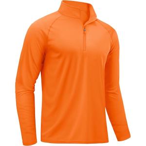 imageTACVASEN Mens Long Sleeve Athletic Shirts 14 Pullover Zip Sun Protection Rash Guard UPF 50 Outdoor Running TShirts06orange