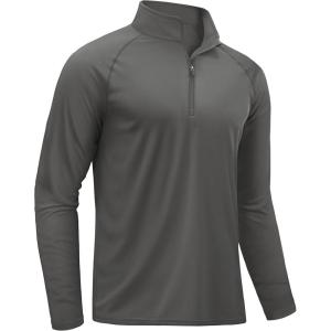imageTACVASEN Mens Long Sleeve Athletic Shirts 14 Pullover Zip Sun Protection Rash Guard UPF 50 Outdoor Running TShirts08dark Grey