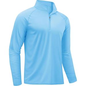 imageTACVASEN Mens Long Sleeve Athletic Shirts 14 Pullover Zip Sun Protection Rash Guard UPF 50 Outdoor Running TShirts13waterfall Blue