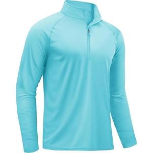 imageTACVASEN Mens Long Sleeve Athletic Shirts 14 Pullover Zip Sun Protection Rash Guard UPF 50 Outdoor Running TShirts14lake Blue