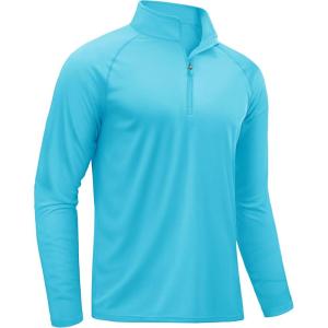 imageTACVASEN Mens Long Sleeve Athletic Shirts 14 Pullover Zip Sun Protection Rash Guard UPF 50 Outdoor Running TShirts16ice Blue