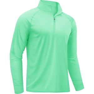 imageTACVASEN Mens Long Sleeve Athletic Shirts 14 Pullover Zip Sun Protection Rash Guard UPF 50 Outdoor Running TShirts20mint Green