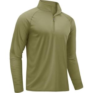 imageTACVASEN Mens Long Sleeve Athletic Shirts 14 Pullover Zip Sun Protection Rash Guard UPF 50 Outdoor Running TShirts22dull Cyan