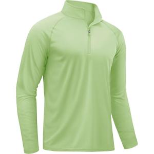 imageTACVASEN Mens Long Sleeve Athletic Shirts 14 Pullover Zip Sun Protection Rash Guard UPF 50 Outdoor Running TShirts23light Green