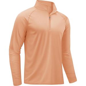 imageTACVASEN Mens Long Sleeve Athletic Shirts 14 Pullover Zip Sun Protection Rash Guard UPF 50 Outdoor Running TShirts28apricot