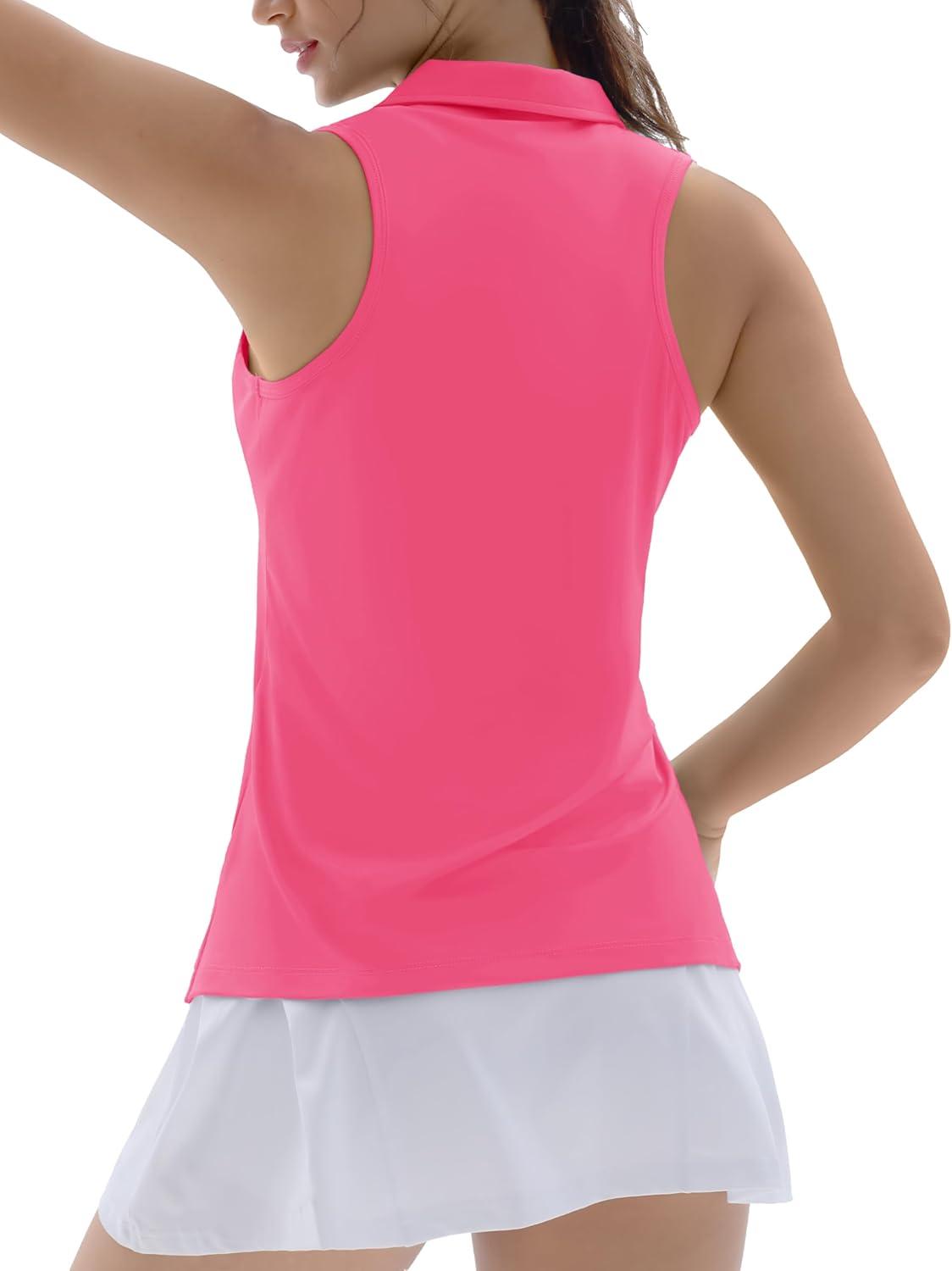 imageTACVASEN Womens Golf Shirts Sleeveless Racerback Polo Shirt UPF 50 Zip Up Moisture Wicking Workout Tennis Athletic Tank TopsRosered