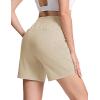 imageTACVASEN Womens 7 High Waisted Hiking Golf Shorts Lightweight Stretch Athletic Shorts Summer Outdoor with Zipper PocketsLightkhaki