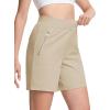 imageTACVASEN Womens 7 High Waisted Hiking Golf Shorts Lightweight Stretch Athletic Shorts Summer Outdoor with Zipper PocketsLightkhaki