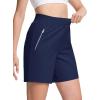 imageTACVASEN Womens 7 High Waisted Hiking Golf Shorts Lightweight Stretch Athletic Shorts Summer Outdoor with Zipper PocketsNavy