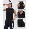 imageTACVASEN Womens Golf Shirts Sleeveless Racerback Polo Shirt UPF 50 Zip Up Moisture Wicking Workout Tennis Athletic Tank TopsBlack