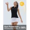 imageTACVASEN Womens Golf Shirts Sleeveless Racerback Polo Shirt UPF 50 Zip Up Moisture Wicking Workout Tennis Athletic Tank TopsBlack