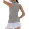 imageTACVASEN Womens Golf Shirts Sleeveless Racerback Polo Shirt UPF 50 Zip Up Moisture Wicking Workout Tennis Athletic Tank TopsBrightgray