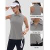 imageTACVASEN Womens Golf Shirts Sleeveless Racerback Polo Shirt UPF 50 Zip Up Moisture Wicking Workout Tennis Athletic Tank TopsBrightgray