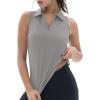 imageTACVASEN Womens Golf Shirts Sleeveless Racerback Polo Shirt UPF 50 Zip Up Moisture Wicking Workout Tennis Athletic Tank TopsBrightgray