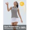 imageTACVASEN Womens Golf Shirts Sleeveless Racerback Polo Shirt UPF 50 Zip Up Moisture Wicking Workout Tennis Athletic Tank TopsBrightgray