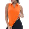 imageTACVASEN Womens Golf Shirts Sleeveless Racerback Polo Shirt UPF 50 Zip Up Moisture Wicking Workout Tennis Athletic Tank TopsFlorange