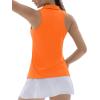 imageTACVASEN Womens Golf Shirts Sleeveless Racerback Polo Shirt UPF 50 Zip Up Moisture Wicking Workout Tennis Athletic Tank TopsFlorange