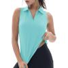 imageTACVASEN Womens Golf Shirts Sleeveless Racerback Polo Shirt UPF 50 Zip Up Moisture Wicking Workout Tennis Athletic Tank TopsLakeblue