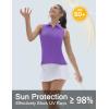 imageTACVASEN Womens Golf Shirts Sleeveless Racerback Polo Shirt UPF 50 Zip Up Moisture Wicking Workout Tennis Athletic Tank TopsLtpurple