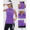 imageTACVASEN Womens Golf Shirts Sleeveless Racerback Polo Shirt UPF 50 Zip Up Moisture Wicking Workout Tennis Athletic Tank TopsLtpurple