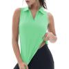 imageTACVASEN Womens Golf Shirts Sleeveless Racerback Polo Shirt UPF 50 Zip Up Moisture Wicking Workout Tennis Athletic Tank TopsMintgreen