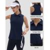imageTACVASEN Womens Golf Shirts Sleeveless Racerback Polo Shirt UPF 50 Zip Up Moisture Wicking Workout Tennis Athletic Tank TopsNavy