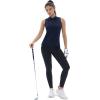 imageTACVASEN Womens Golf Shirts Sleeveless Racerback Polo Shirt UPF 50 Zip Up Moisture Wicking Workout Tennis Athletic Tank TopsNavy