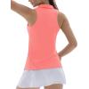 imageTACVASEN Womens Golf Shirts Sleeveless Racerback Polo Shirt UPF 50 Zip Up Moisture Wicking Workout Tennis Athletic Tank TopsPink