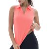 imageTACVASEN Womens Golf Shirts Sleeveless Racerback Polo Shirt UPF 50 Zip Up Moisture Wicking Workout Tennis Athletic Tank TopsPink