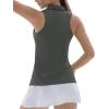 imageTACVASEN Womens Golf Shirts Sleeveless Racerback Polo Shirt UPF 50 Zip Up Moisture Wicking Workout Tennis Athletic Tank TopsSeagrey