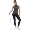 imageTACVASEN Womens Golf Shirts Sleeveless Racerback Polo Shirt UPF 50 Zip Up Moisture Wicking Workout Tennis Athletic Tank TopsSeagrey