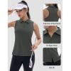 imageTACVASEN Womens Golf Shirts Sleeveless Racerback Polo Shirt UPF 50 Zip Up Moisture Wicking Workout Tennis Athletic Tank TopsSeagrey