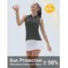 imageTACVASEN Womens Golf Shirts Sleeveless Racerback Polo Shirt UPF 50 Zip Up Moisture Wicking Workout Tennis Athletic Tank TopsSeagrey