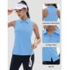 imageTACVASEN Womens Golf Shirts Sleeveless Racerback Polo Shirt UPF 50 Zip Up Moisture Wicking Workout Tennis Athletic Tank TopsWaterfblue