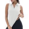 imageTACVASEN Womens Golf Shirts Sleeveless Racerback Polo Shirt UPF 50 Zip Up Moisture Wicking Workout Tennis Athletic Tank TopsWhite